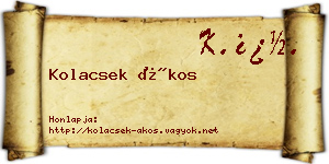 Kolacsek Ákos névjegykártya